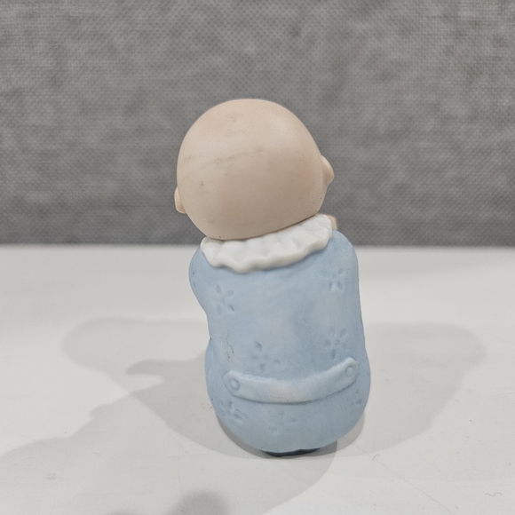 Adorable Blue Baby Figurine with Teddy Bear - Picture 3 of 5